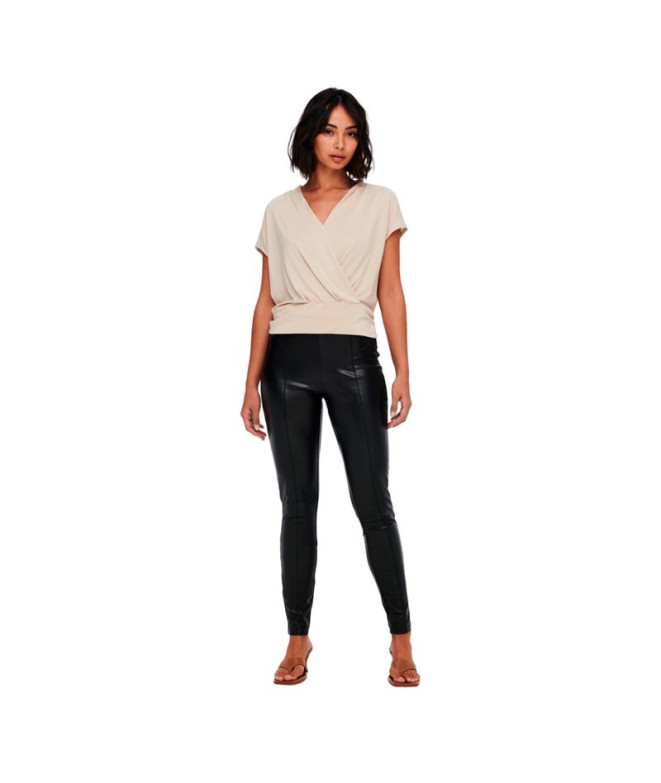Calça Only jessie Fauxleather Preto Mulher