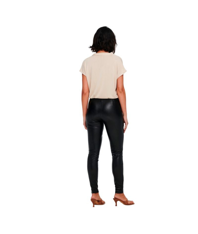 Pantalón Only jessie Fauxleather Black Mujer