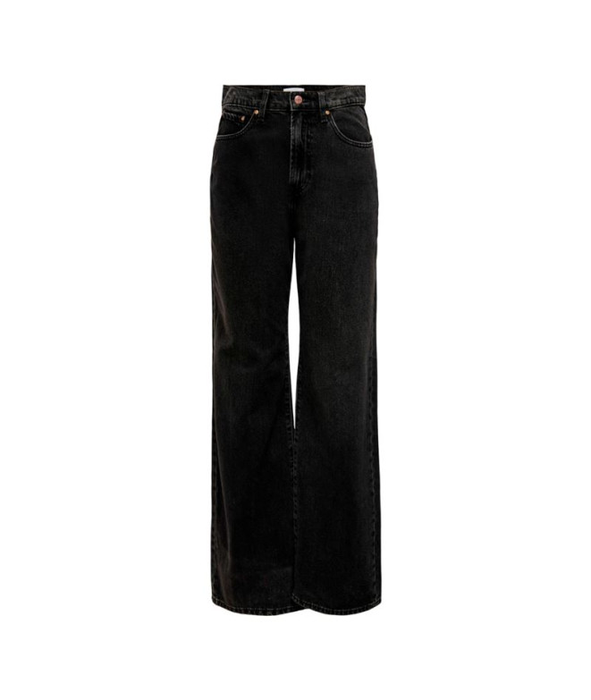 Calça Only hope Ex Wide Rea129 Black Denim Mulher