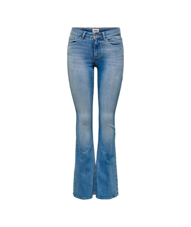 Calça Only blush Mid Flared Tai467 Light Blue Denim Mulher