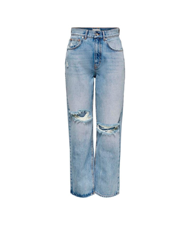 Pantalon Only robyn Mw St L Ak Ds Dot478 Denim bleu moyen Femme