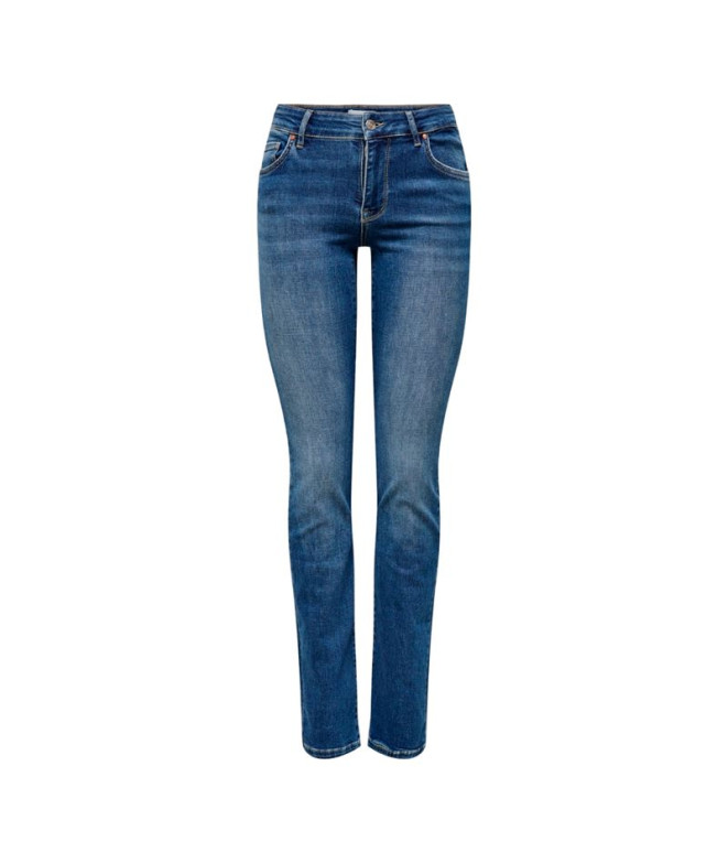 Calça Only alicia Reg Strt Dot879 Medium Blue Denim Mulher