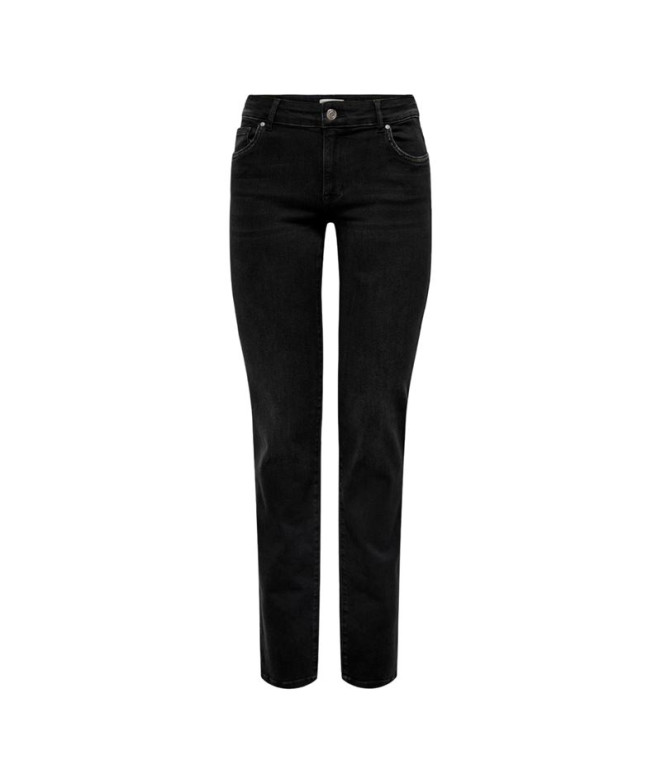 Calça Only Onlalicia Reg Strt Dot297 Washed Preto Mulher