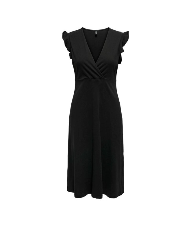 Vestido Only Onlmay Life S/L Wrap Midi Dress Jrs Noos Black