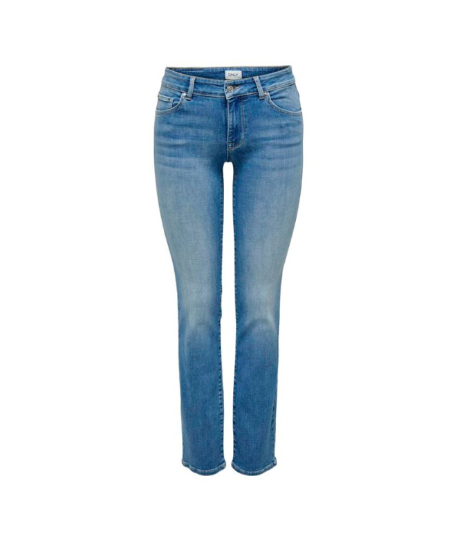 Calça Only alicia Reg Strt Dot568 Medium Blue Denim Mulher