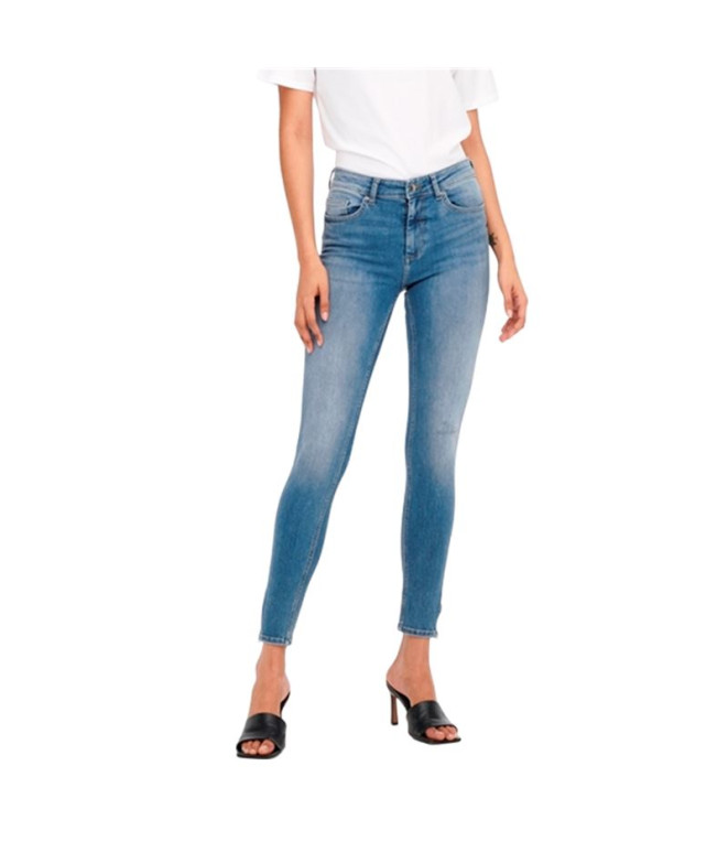 Calça Only blush MidAnk Zip Tai848 Light Medium Blue Denim Mulher