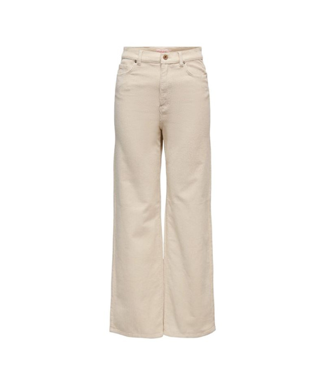 Calça Only Onlhope Global Ex Wide Cord Oatmeal Mulher