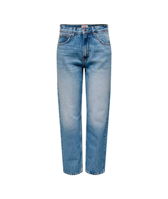 Calça Only robyn Mw Str Lo Ak Dot536 Medium Blue Denim Mulher