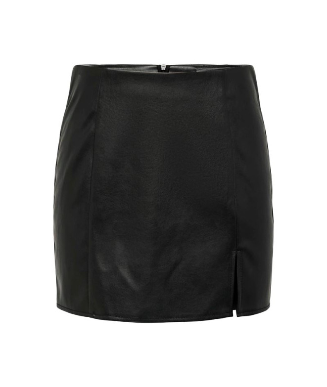 Falda Only leni Faux Leather Slit Black Mujer