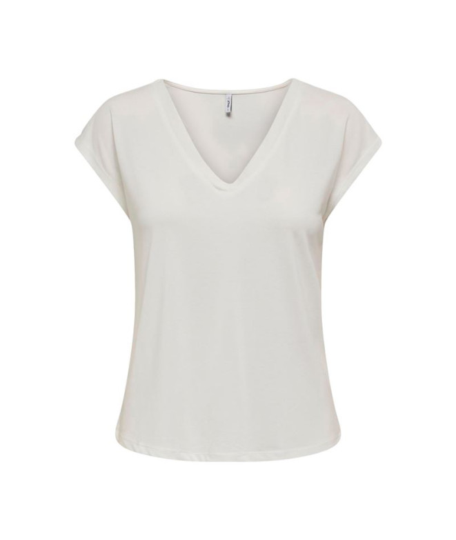 Camiseta Only Onlfree Life Mod.V-Neck Cloud Dancer Mulher