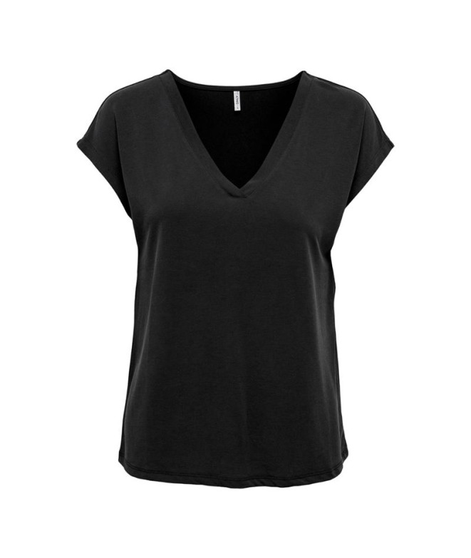 Camiseta Only Onlfree Life Mod.V-Neck Preto Mulher