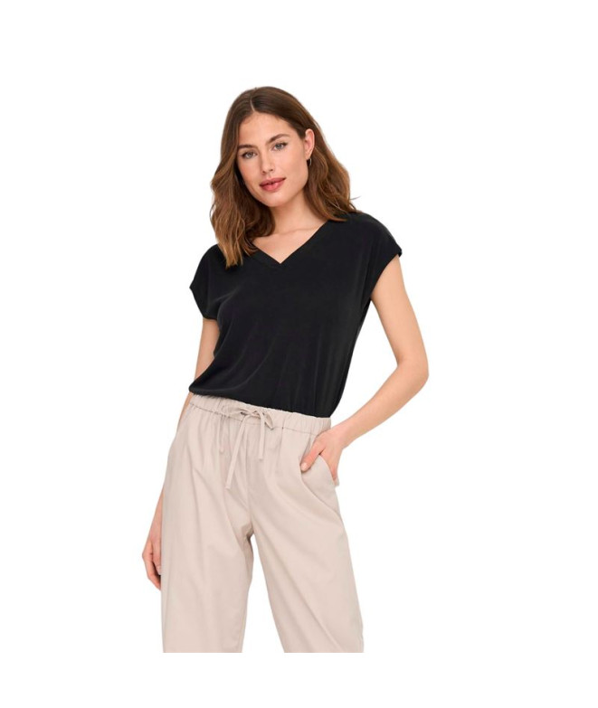 Camiseta Only Onlfree Life Mod.V-Neck Black Mujer