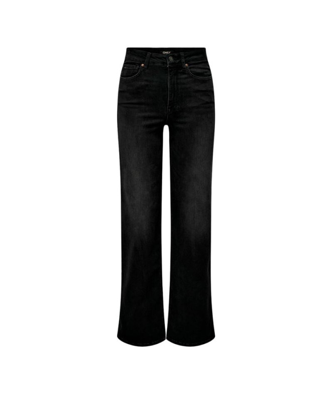 Calça Only Onlmadison Blush Wide Cro099 Washed Preto Mulher