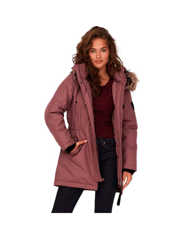 Casaco Only Onliris Fur Inverno Rosa Marrom Mulher