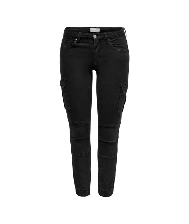 Calça Only Onlmissouri Cargo Preto Mulher