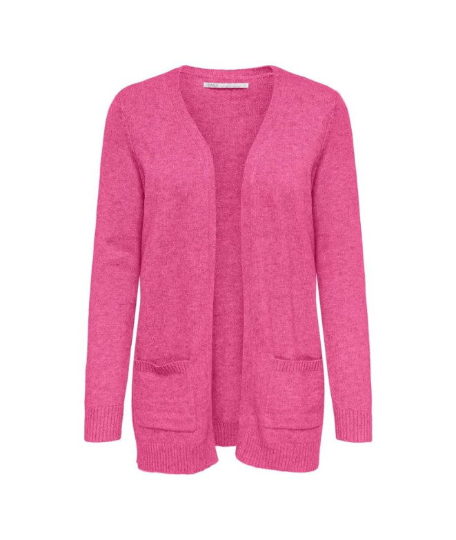 Moletom Only lesly Open Cardigan Carmine Pink Mulher