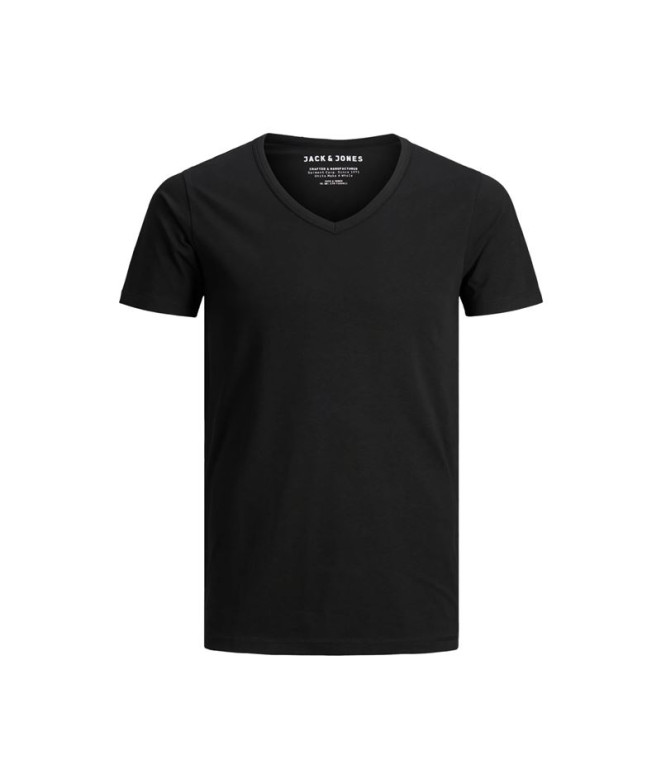 Camiseta Jack and Jones ebasic Gola em V PRETO Homem