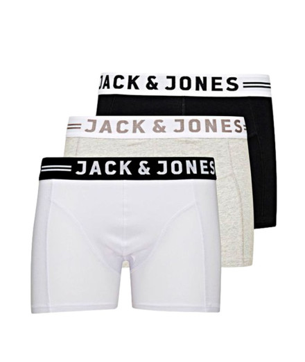 Caleçon Jack & Jones Sense 3-Pack Homme Gris Clair Mélangé
