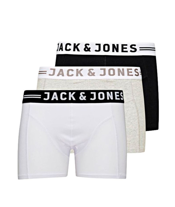 Calzoncillo Jack & Jones Sense 3-Pack Hombre Light Grey Melange