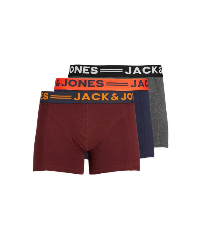 Cuecas Pack Jack and Jones Jaclichfield 3 Burgundy Homem