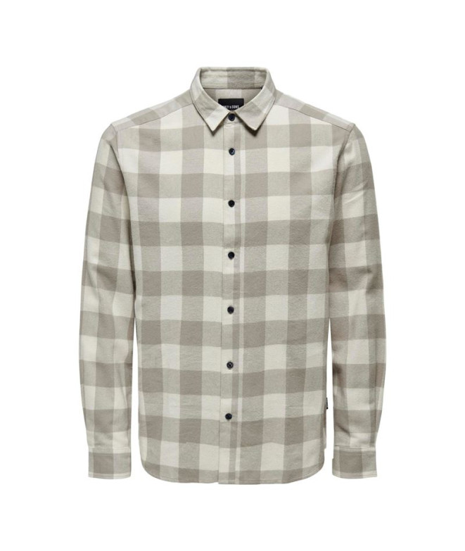 Camisa Homem Only & Sons gudmund xadrez branco antigo