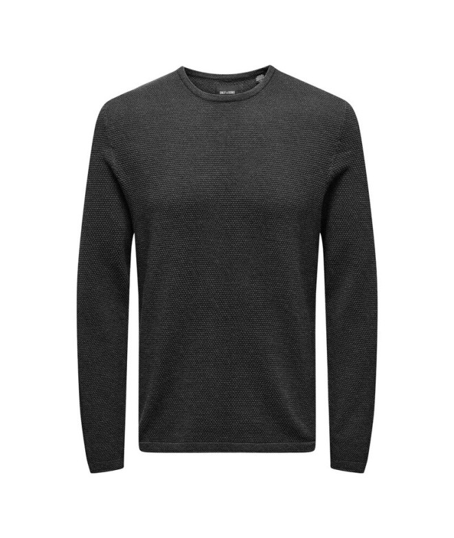 Sweat Only & Sons Reg 12 Struc Gris foncé Mélange Homme