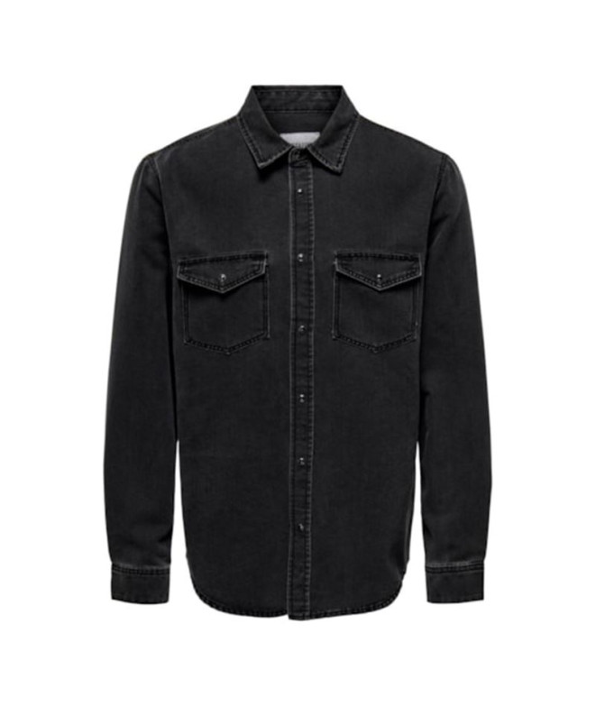 Camisa Only & Sons bane 3247 Dark Grey Denim Hombre