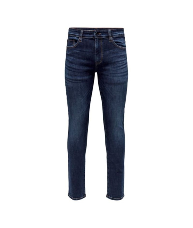 Calças de ganga Only & Sons tear Slim Db 6749 Mat Ganga azul escura Homem