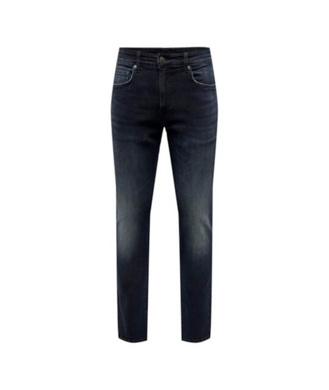 Calças de ganga Only & Sons tear Slim B. Black 6921 Mat Blue Black Black Denim Homem