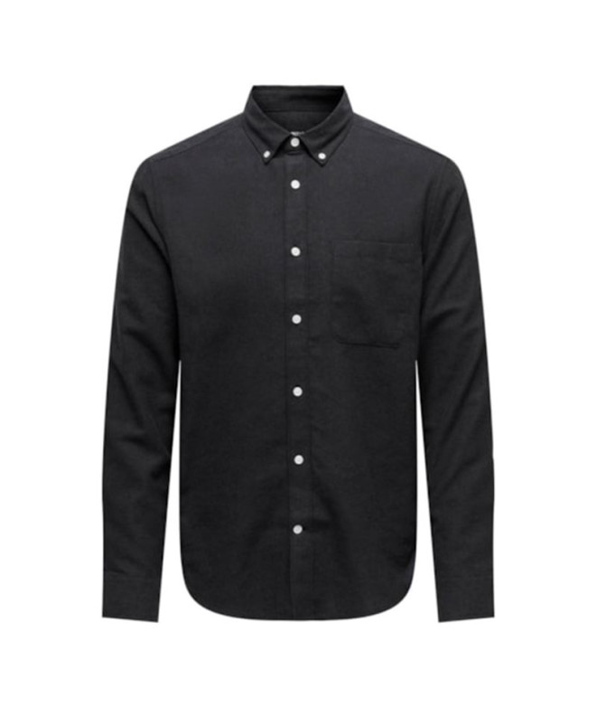 Camisa Only & Sons gudmund Slim 1-Pkt Solid Black Homem