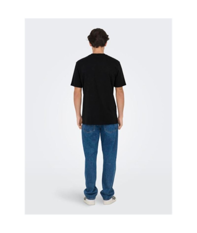 T-shirt Only & Sons levi Life Reg Text Noir Homme