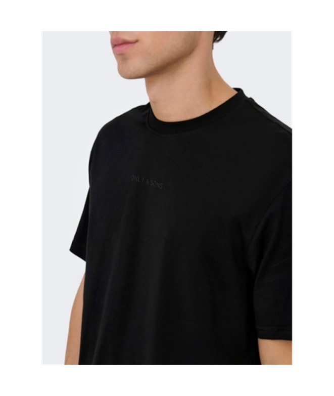 T-shirt Only & Sons levi Life Reg Text Noir Homme