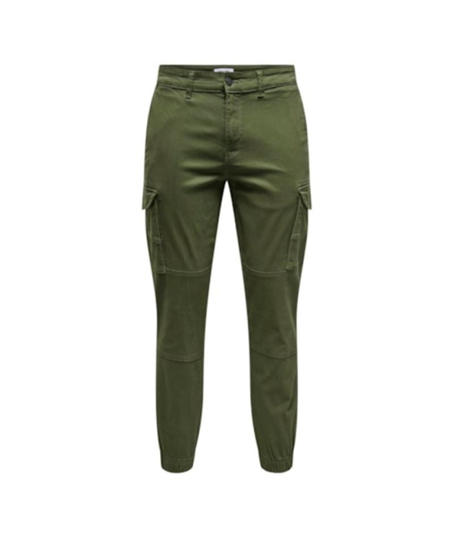 Calça Only & Sons carter Life Cargo Cuff 0013 Olive Night Homem