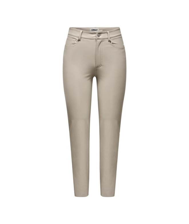 Calça Only emily St Ank Faux Leather Forro prateado Mulher