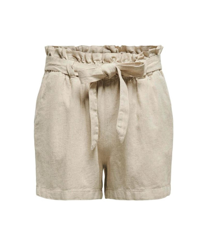 Pantalons Only Lino Mw Linen Oatmeal Femme