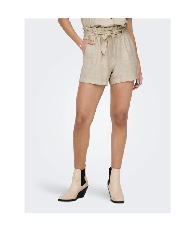 Pantalones Only Lino Mw Linen Oatmeal Mujer