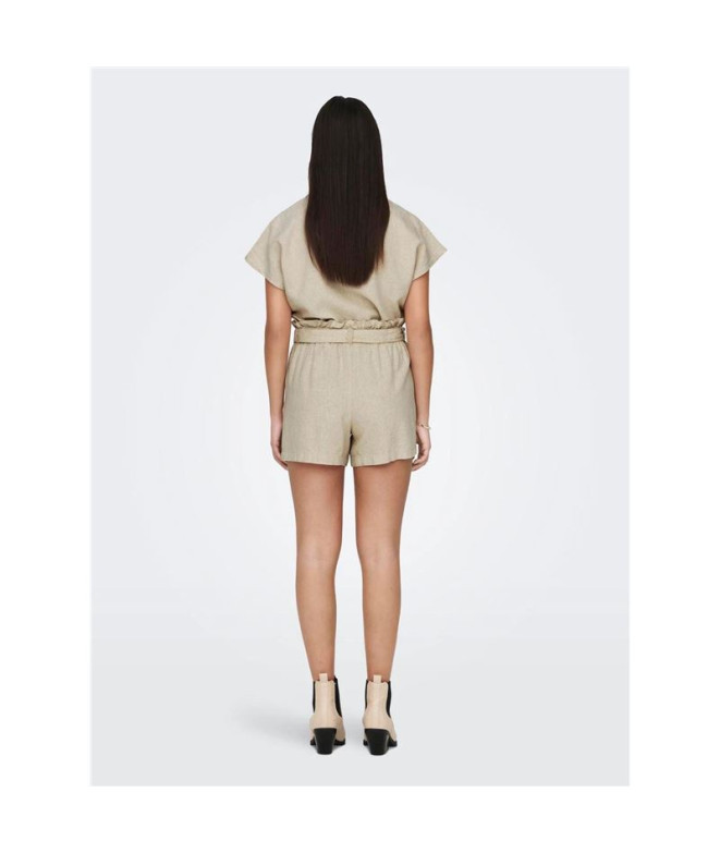 Pantalones Only Lino Mw Linen Oatmeal Mujer