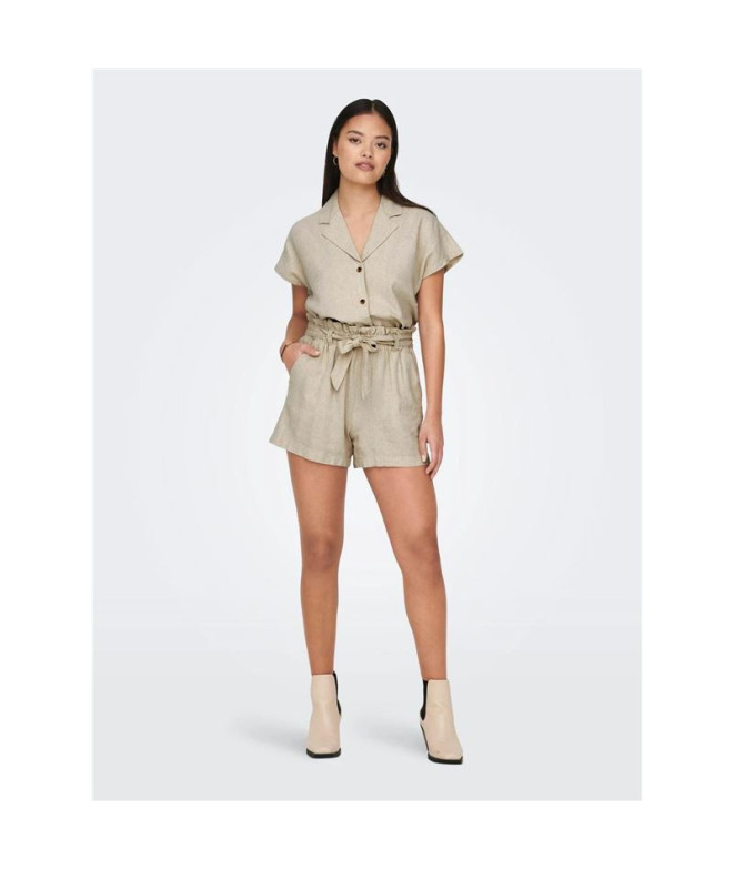 Pantalones Only Lino Mw Linen Oatmeal Mujer