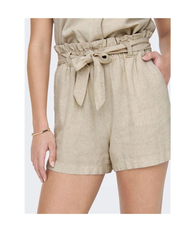 Pantalones Only Lino Mw Linen Oatmeal Mujer