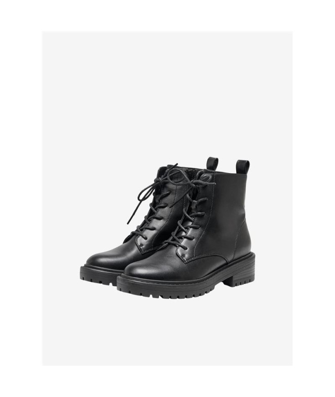 Only bold-17 Pu Lace Up Boots - Black Femme