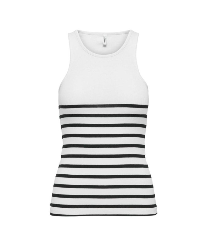 T-shirt Only Onlkenya Rib Stripe Bright White Femme