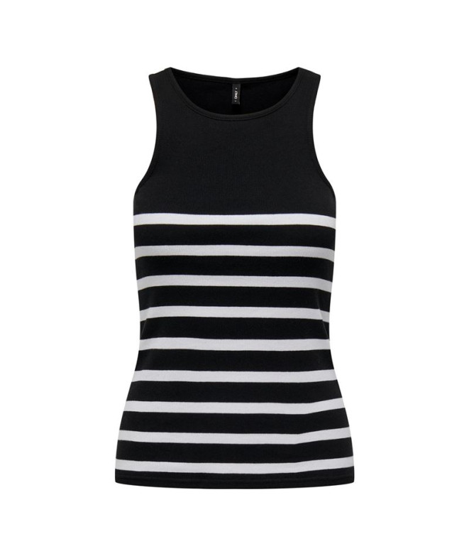 Camiseta Only Onlkenya Rib Stripe Black Mujer