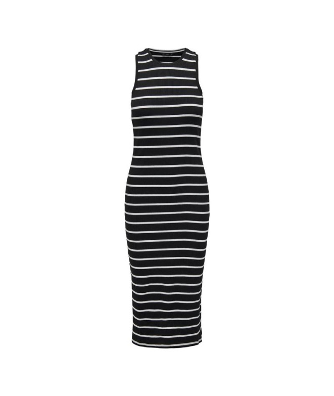Vestido Only Onlbelfast Stripe S/L Mididress Jrs Noos Black