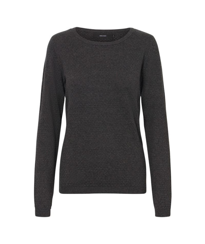 Sweat Vero Moda caretructure Blou à col O Gris foncé Mélange Femme