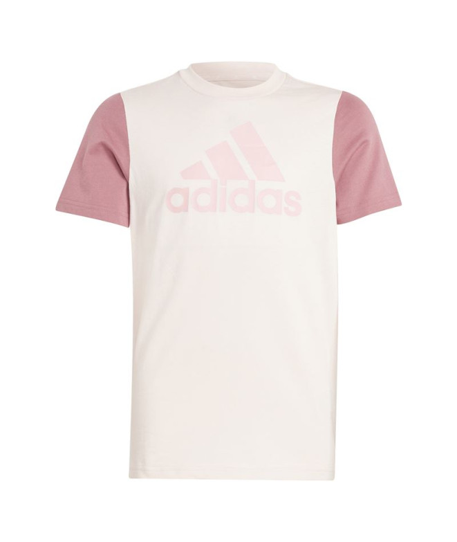 Camiseta adidas Essentials Big Logo Colorblock Cotton Infantil Rosa
