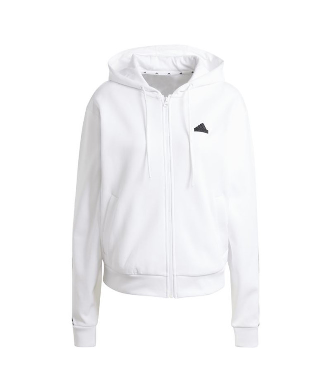 Chaqueta adidas Future Icons 3 Bandas Full Zip Hoodie Mujer Blanco