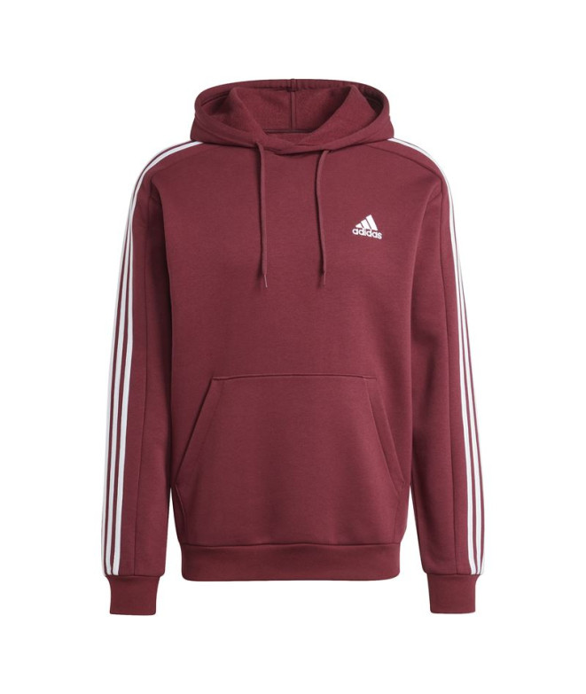 Moletom adidas Homem Casaco com capuz de 3 riscas Essentials Fleece Vermelho