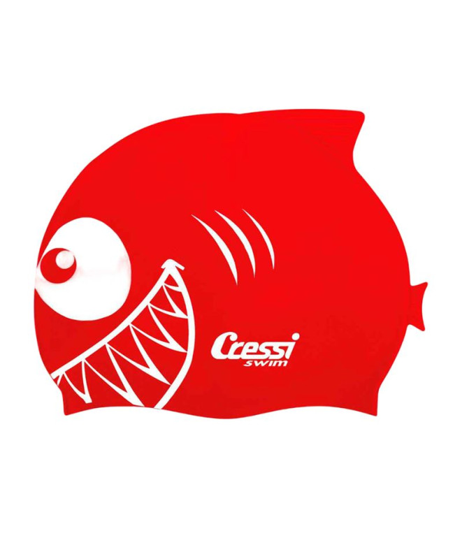 Bonnet natation de Cressi Silicone Shark Red Enfant