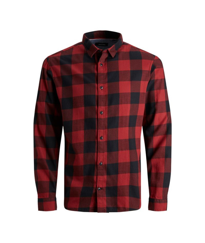 Camisa Homem Jack & Jones sarja em gingham Brick Red