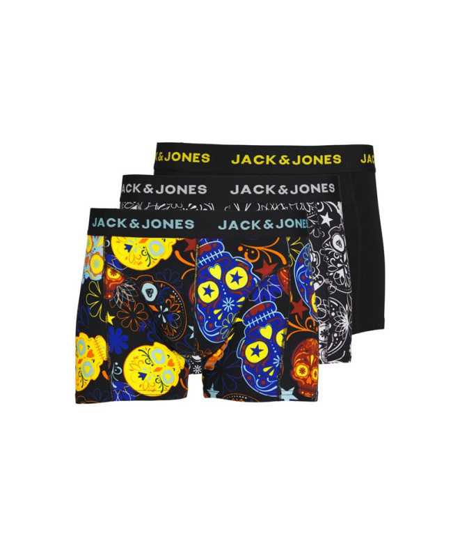 Caleçon Pack Jack & Jones Jacsugar Skull 3 . Homme Noir